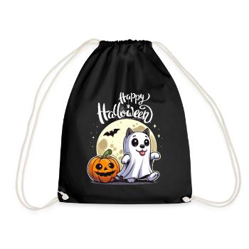 Halloween Cat Full Moon Pumpkin Ghost Kids - Drawstring Bag - black - Front