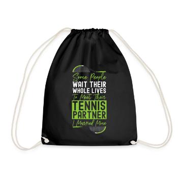 Funny Tennis Player Racket Husband - Drawstring Bag - black - Front