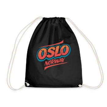 Oslo Norway Souvenir for Travelers - Drawstring Bag - black - Front