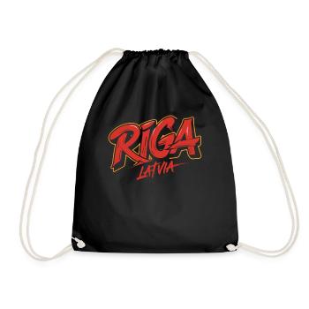 Riga Latvia Souvenir Design - Drawstring Bag - black - Front