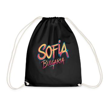 Sofia Bulgaria Souvenir - Drawstring Bag - black - Front