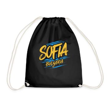 Sofia Bulgaria Souvenir - Drawstring Bag - black - Front