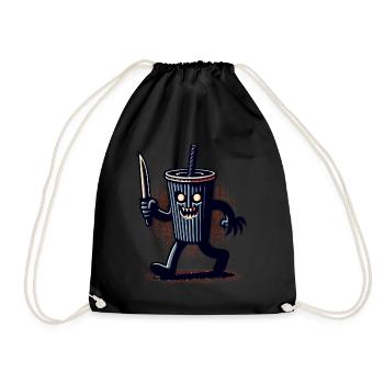 Scary Psycho Drinking Cup Drinks - Drawstring Bag - black - Front