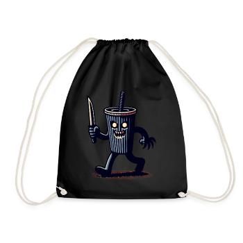 Scary Psycho Drinking Cup Drinks - Drawstring Bag - black - Front