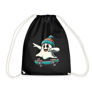 Skateboaring Dabbing Ghost Skateboard Dab - Drawstring Bag - black - Front