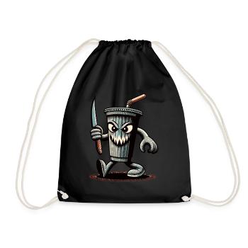 Scary Psycho Drinking Cup Drinks - Drawstring Bag - black - Front