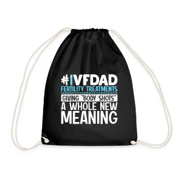 IVF Dad Funny Embryology Egg Retrieval 1 In 8 - Drawstring Bag - black - Front