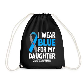 Ich trage Blau für meine Tochter Blaues Band Diabetes - Turnbeutel - Schwarz - Vorne