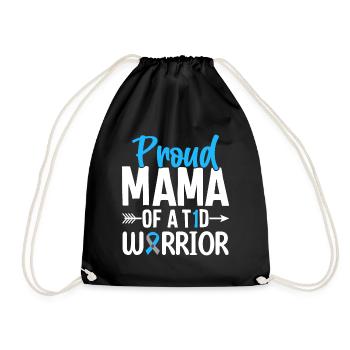 T1D Mama Type 1 Diabetes Blue Ribbon Useless - Drawstring Bag - black - Front