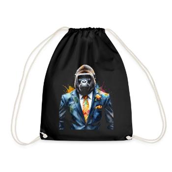 Gorilla Anzug Affe Bunt Tier Design Print - Turnbeutel - Schwarz - Vorne