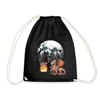 Dragon Dragon Fable Medieval Fairy Tale Myth Forest - Drawstring Bag - black - Front