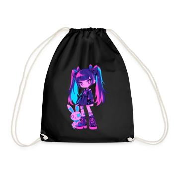 Mignon Kawaii Anime Fille Grunge Goth Lapin Gothique - Sac de sport léger - noir - Devant