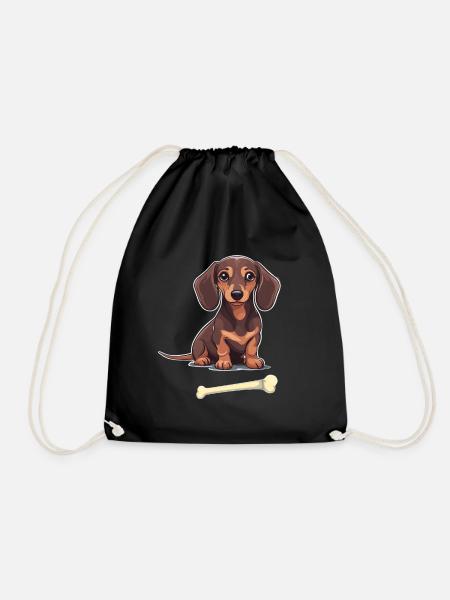 Dackel Hund Hunde Haustier Kinder Kind - Turnbeutel - Schwarz