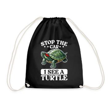 Turtle Red-eared Turtle - Drawstring Bag - black - Front