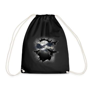Halloween Ravens Raven Moon Full Moon Crows - Drawstring Bag - black - Front