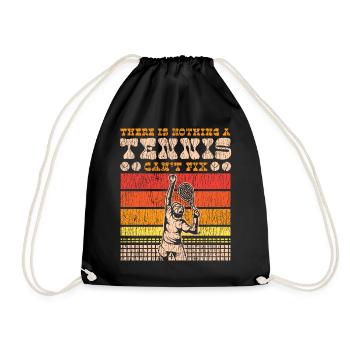 Funny Tennis Player Racket There - Drawstring Bag - black - Front