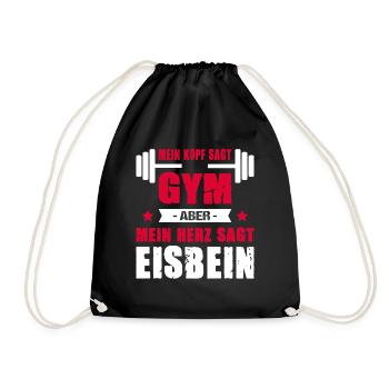 Mein Kopf Sagt Gym Mein Herz Sagt Eisbein Cheatday - Turnbeutel - Schwarz - Vorne