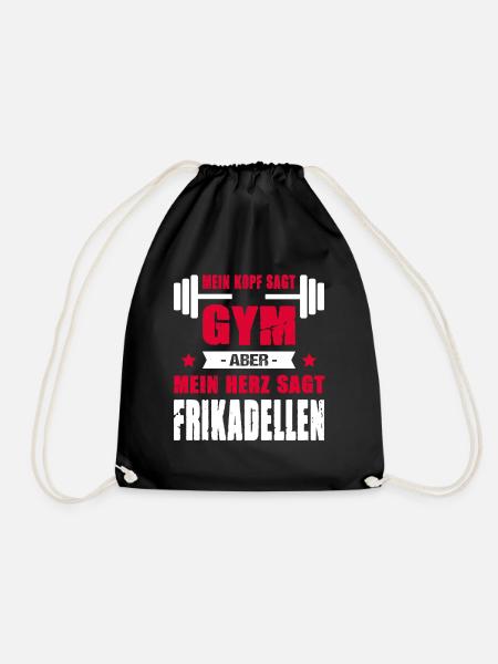 Mein Kopf Sagt Gym Aber Mein Herz Sagt Frikadellen - Turnbeutel - Schwarz