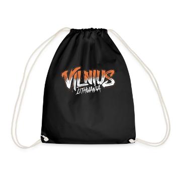 Vilnius Lithuania Souvenir - Drawstring Bag - black - Front