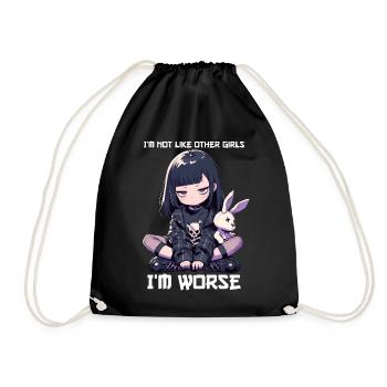 pas comme les autres filles Goth Girl Bunny Kawaii Gothic - Sac de sport léger - noir - Devant