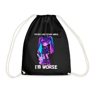 pas comme les autres filles Goth Girl Bunny Grunge Kawaii - Sac de sport léger - noir - Devant