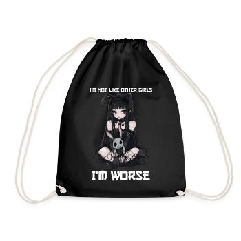 Not Like Other Girls Anime Girl Gothic Doll - Drawstring Bag - black - Front