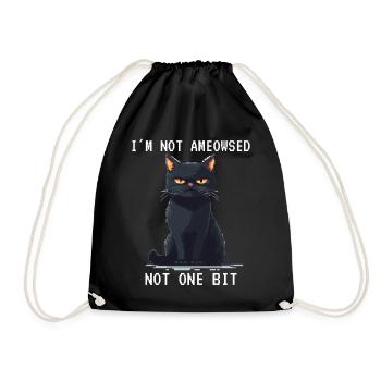 I'm Not Ameowsed Pixelart Grimmige Katze Pixel - Turnbeutel - Schwarz - Vorne