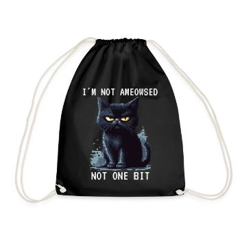 I'm Not Ameowsed Schwarze Katze Pixelart Pixel - Turnbeutel - Schwarz - Vorne