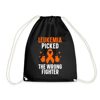 leukemia awareness blood cancer fight - Drawstring Bag - black - Front