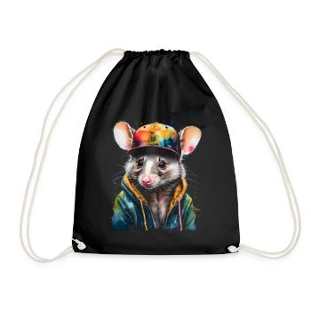 Opossum Snapback Cap Cool Tier Design Print - Turnbeutel - Schwarz - Vorne