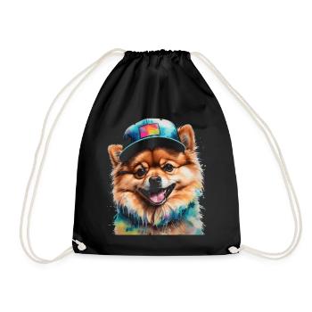 Casquette Snapback Poméranienne Poméranie Imprimé Chien - Sac de sport léger - noir - Devant