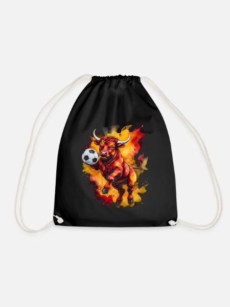 Stier Fußball Bunt Spanien Tier Design Print - Turnbeutel - Schwarz