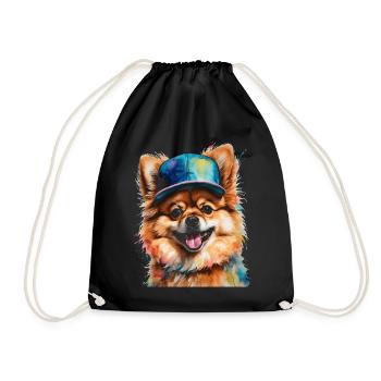 Casquette Snapback Poméranienne Poméranie Imprimé Chien - Sac de sport léger - noir - Devant