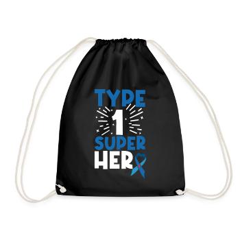 Typ 1 Diabetes Bewusstsein Bauchspeicheldrüse Insulin Blau - Turnbeutel - Schwarz - Vorne