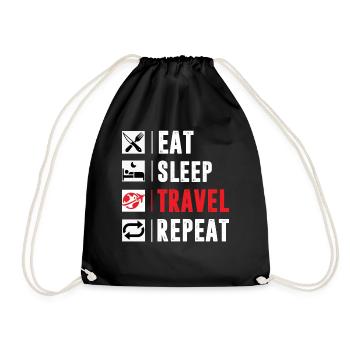 Eat SleepTravel Repeat Shirt For MEn Women And Kid - Turnbeutel - Schwarz - Vorne