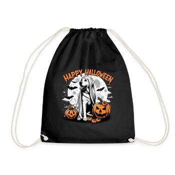 Halloween Labrador Labbi Ghost Costume Pumpkin - Drawstring Bag - black - Front