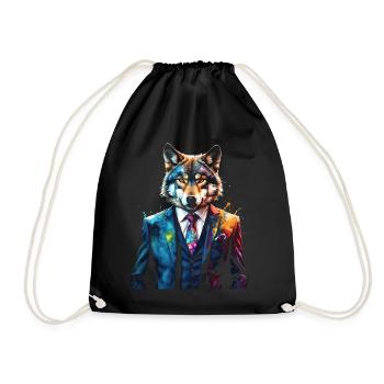 Costume de loup imprimé de conception animale colorée - Sac de sport léger - noir - Devant