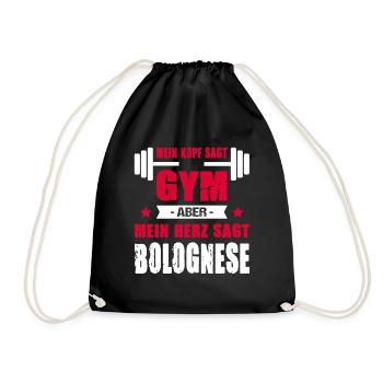 Mein Kopf Sagt Gym Aber Mein Herz Sagt Bolognese - Turnbeutel - Schwarz - Vorne