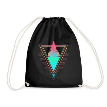 Tannenbaum Vaporwave Synthwave 90s 80s sunset - Drawstring Bag - black - Front