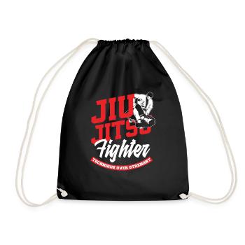 Jiu Jitsu Fighter Technique Over Strength - Drawstring Bag - black - Front