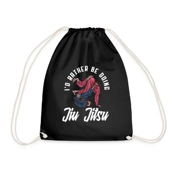 I'd rather do Jiu Jitsu - Drawstring Bag - black - Front