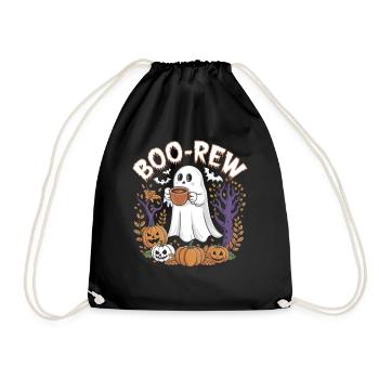 Halloween Boo-Brew Ghosts and Pumpkins - Drawstring Bag - black - Front