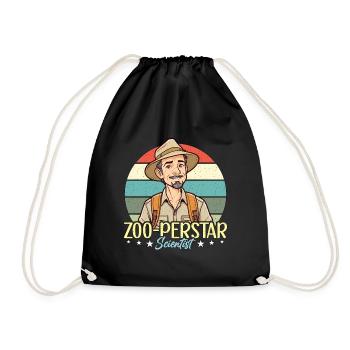 Zoologist Zoo-perstar Scientist Retro Biologist - Drawstring Bag - black - Front