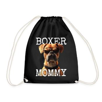 German Boxer Mom Mom Mother's Day Boxer Mommy - Drawstring Bag - black - Front