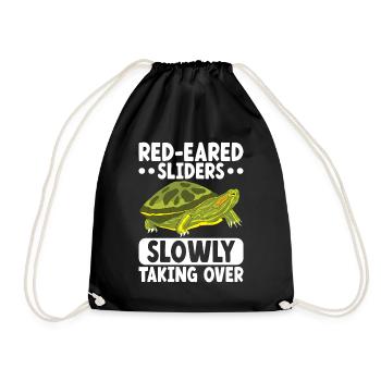 Turtle Red-eared Turtle - Drawstring Bag - black - Front