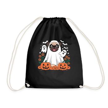 Carlin de citrouilles fantômes de chien d'Halloween - Sac de sport léger - noir - Devant