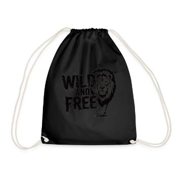 Wild and free Löwen Design - Turnbeutel - Schwarz - Vorne