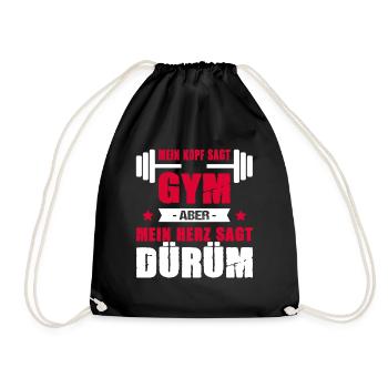 Mein Kopf Sagt Gym Mein Herz Sagt Dürüm - Turnbeutel - Schwarz - Vorne