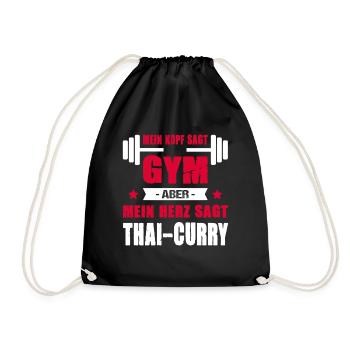 Mein Kopf Sagt Gym Aber Mein Herz Sagt Thai-Curry - Turnbeutel - Schwarz - Vorne