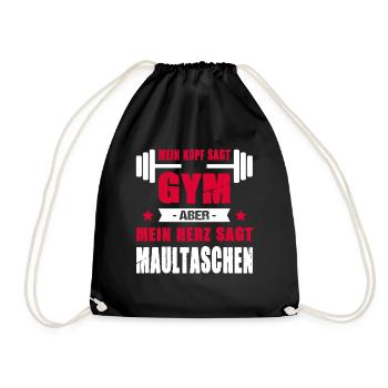 Mein Kopf Sagt Gym Aber Mein Herz Sagt Maultaschen - Turnbeutel - Schwarz - Vorne